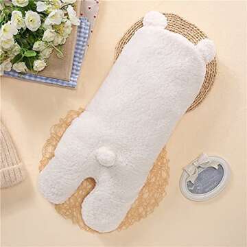 Nunibum Baby Swaddle Blanket Boys Girls Cute Bear Plush Essential Receiving Blanket Ultra-Soft Newborn Registry Sleeping Wraps for Infant 0-6 Months - White