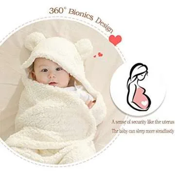 Nunibum Baby Swaddle Blanket Boys Girls Cute Bear Plush Essential Receiving Blanket Ultra-Soft Newborn Registry Sleeping Wraps for Infant 0-6 Months - White