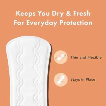 Rael Panty Liners for Women, Organic Cotton Cover - Long Pantiliners, Light Absorbency, Unscented, C...