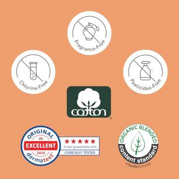 Rael Panty Liners for Women, Organic Cotton Cover - Long Pantiliners, Light Absorbency, Unscented, Chlorine Free (Long, 80 Count)