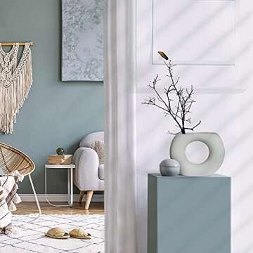 Eastern Rock White Ceramic Vase Modern Minimalist Abstraction Vase,for Centerpieces,Kitchen,Office, Living Room,Wedding,Gifts,Modern Geometric Vases Perfect Home Decor Vase(Half Moon)