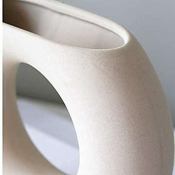 Eastern Rock White Ceramic Vase Modern Minimalist Abstraction Vase,for Centerpieces,Kitchen,Office, Living Room,Wedding,Gifts,Modern Geometric Vases Perfect Home Decor Vase(Half Moon)