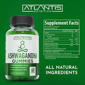 Ashwagandha Gummies - 1500 MG Per Serving - Promotes Calmness, Improves Mood, Boosts Energy Levels & Strengthens Immune System - Formulated With Vitamin D & Zinc - Vegan Ashwagandha Gummies | 60 Count