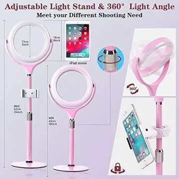 Wixann 8'' Desk Ring Light with Phone Holder - Pink