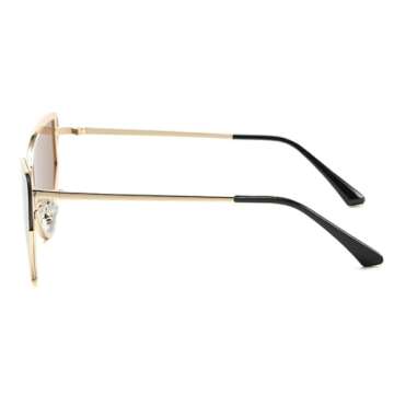 mincl Luxury Metal Punk Cat Eye Sunglasses Women Men Designer One Piece Brown Sun Glasses Lady Trendy Gold Black Eyewear N45 (brown), 858585