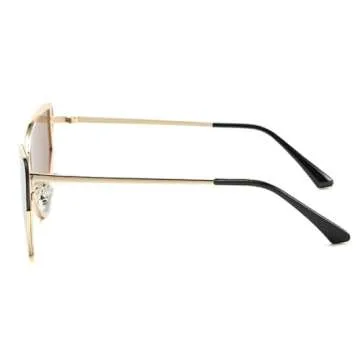 mincl Luxury Metal Punk Cat Eye Sunglasses Women Men Designer One Piece Brown Sun Glasses Lady Trendy Gold Black Eyewear N45 (brown), 858585