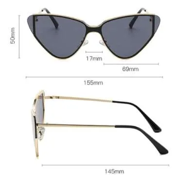 mincl Luxury Metal Punk Cat Eye Sunglasses Women Men Designer One Piece Brown Sun Glasses Lady Trendy Gold Black Eyewear N45 (brown), 858585