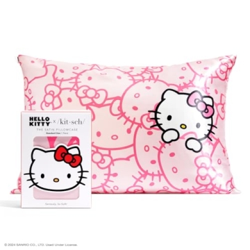 Kitsch x Hello Kitty Satin Pillowcase - Ultimate Sleep Upgrade with Zipper, 19x26