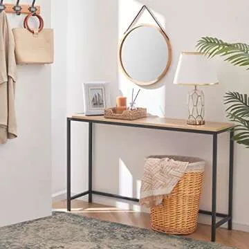 Lifewit 39.4 Inch Console Narrow Sofa Table with Metal Frame for Living Room Industrial Entryway Hallway, Entrance, Office, Corridor, Coffee Table, Behind Sofa, Grey Oak