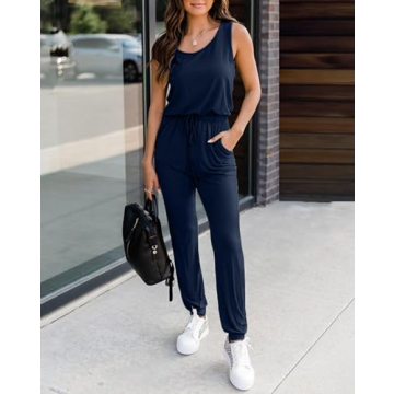 KIRUNDO Summer Jumpsuit Casual Sleeveless with Pockets