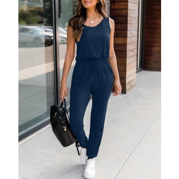 KIRUNDO Summer Jumpsuit Casual Sleeveless with Pockets