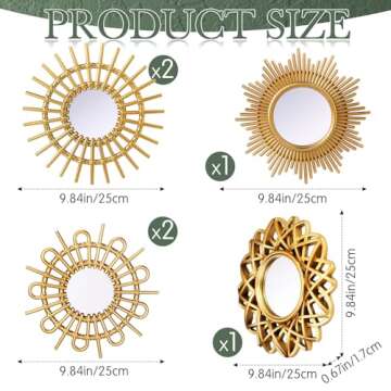 Namalu 6 Pcs Mirrors for Wall Decor, Small Circle Sun Mirrors Espejos Decorative Wall Art Entryway M...