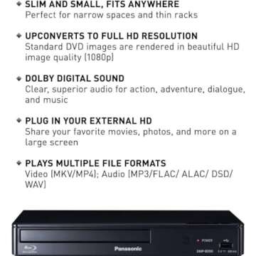 Panasonic DMP-BD90P-K Blu-ray DVD Player with Dolby Sound
