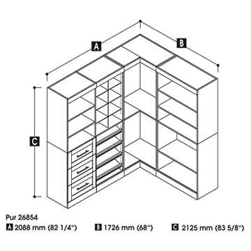 Bestar Walk-In Closet Organizer System 83-inch with Drawers for Bedroom, Entryway, Mudroom, Pur Collection, Modern, White