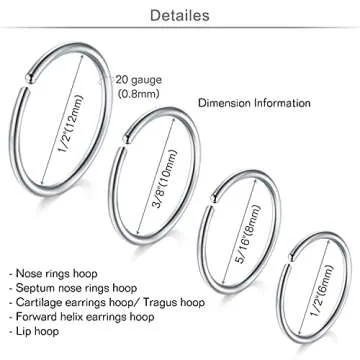 MODRSA Nose Rings Hoop Nose Rings for Women 20g Nose Rings Studs L Shape Nose Piercings Nose Ring Surgical Steel Corkscrew Nose Rings Hoops