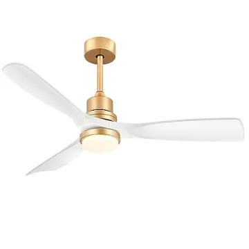 White and Gold Ceiling Fans with Lights Remote Control, 52 inch Modern Gold Ceiling Fan ETL Listed, ...