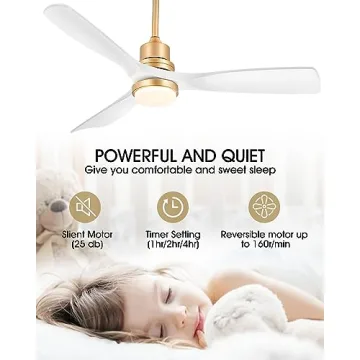 Elegant 52 Inch White Gold Ceiling Fan with Remote Control