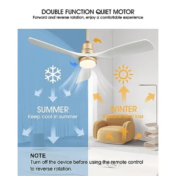 Elegant 52 Inch White Gold Ceiling Fan with Remote Control