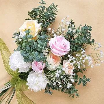 Supla 4 Pcs Eucalyptus Leaves Artificial Greenery Eucalyptus Branches Floral Stems Fake Eucalyptus Plant Spray Floral Greens Tall Greenery for Vases Farmhouse Wedding Jungle Party Outdoor Decor