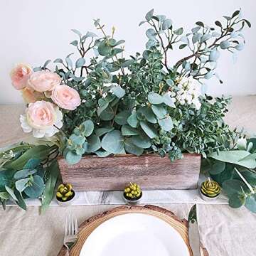 Supla 4 Pcs Eucalyptus Leaves Artificial Greenery Eucalyptus Branches Floral Stems Fake Eucalyptus Plant Spray Floral Greens Tall Greenery for Vases Farmhouse Wedding Jungle Party Outdoor Decor