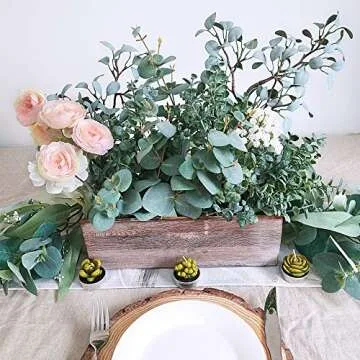 Supla 4 Pcs Eucalyptus Leaves Artificial Greenery Eucalyptus Branches Floral Stems Fake Eucalyptus Plant Spray Floral Greens Tall Greenery for Vases Farmhouse Wedding Jungle Party Outdoor Decor