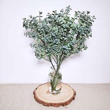 Supla 4 Pcs Eucalyptus Leaves Artificial Greenery Eucalyptus Branches Floral Stems Fake Eucalyptus Plant Spray Floral Greens Tall Greenery for Vases Farmhouse Wedding Jungle Party Outdoor Decor