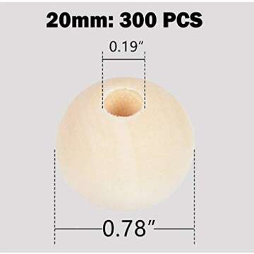 300pcs 20mm Wood Beads Natural Unfinished Round Wooden Loose Beads Wood Spacer Beads for Craft Makin...