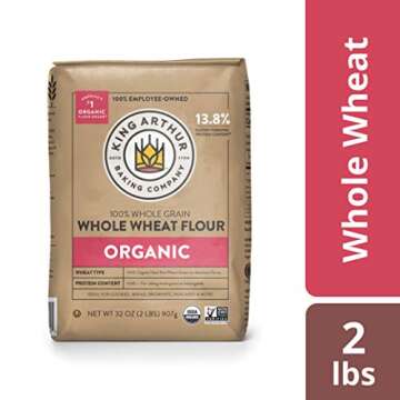 King Arthur, 100% Organic Whole Wheat Flour, 100% Whole Grain, Non-GMO Project Verified, 2 Pounds (P...