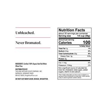 King Arthur, 100% Organic Whole Wheat Flour, 100% Whole Grain, Non-GMO Project Verified, 2 Pounds (Pack of 12)