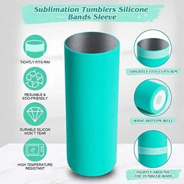 Silicone Bands for Sublimation Tumbler for 20 OZ Skinny Blanks Cups, Silicone Sleeve Kit with Heat Resistant Gloves, Transfer Tapes for Tumbler Heat Press Parts Accessories, Shrink Wraps in Oven