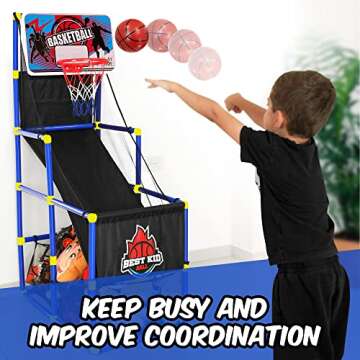 BESTKID BALL Arcade Basketball Hoop Game - Indoor Basketball Hoop for Kids - Exciting Arcade Games f...