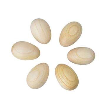 Aimys Wooden Eggs Crafts Unpainted Painting Graffiti Eggs DIY Children's House Toys Easter Egg Craft...