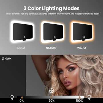 NHOPEJRJY Makeup Bag with Light up Detachable Mirror 3 Color Scenarios Adjustable Brightness Large C...