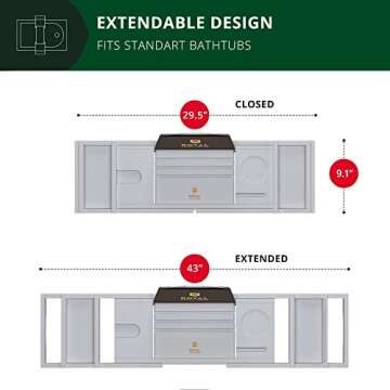 ROYAL CRAFT WOOD Premium Foldable Bathtub Tray - Expandable Bath Tray for Tub - Luxury Bathtub & Bathroom Accessories
