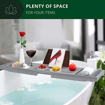 ROYAL CRAFT WOOD Premium Foldable Bathtub Tray - Expandable Bath Tray for Tub - Luxury Bathtub & Bathroom Accessories