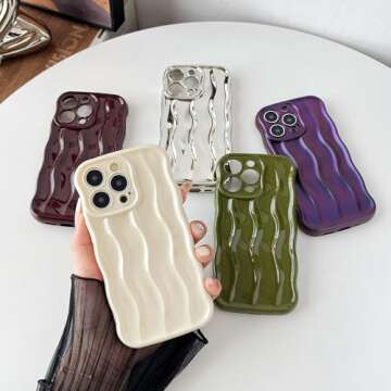 Caseative for iPhone 13 Pro Case - Water Ripple Pattern Curly Wave Frame Soft Phone Case