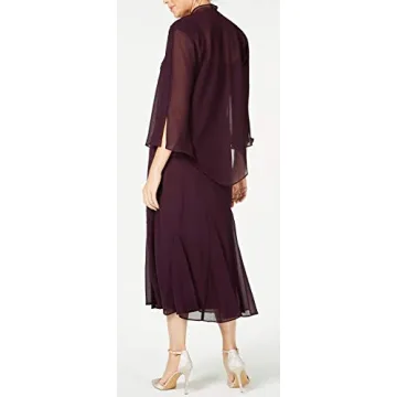 R&M Richards Eggplant Beaded Chiffon Dress Size 10