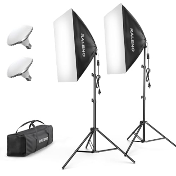RALENO Softbox Lighting Kit, 20X28-Inch Softbox Photography Lighting with LED Bulbs(50W | 5500K | TL...