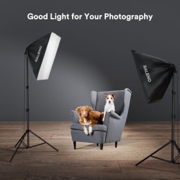 RALENO Softbox Lighting Kit with LED Bulbs for Photographers