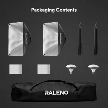 RALENO Softbox Lighting Kit with LED Bulbs for Photographers
