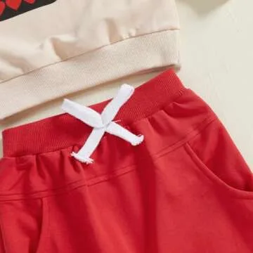 BeQeuewll Baby Boy Valentines Day Outfit Love Clothes Long Sleeve Truck Letter Sweatshirt Jogger Pants Outfits Winter Spring (Truck Dig Apricot, 18-24 Months)