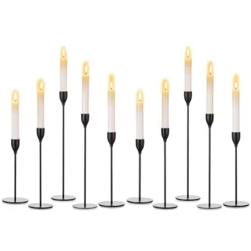 Elegant Black Candlestick Holders Set of 10 for Home and Events