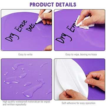 Dry Erase Dots Circles Colorful Circles Whiteboard Marker Removable Vinyl Dot Stickers for School Cl...