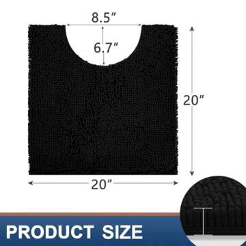 Smiry Luxury Chenille Toilet Rugs U-Shaped 20x20, Soft Absorbent Non-Slip Contour Bathroom Rugs for ...