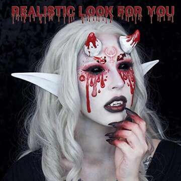 CCBeauty Fake Blood Washable, Stage Blood Makeup, Safe Realistic Edible Scab Bloods for Clothes, Vam...