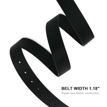 Earnda Black Leather Belts for Women Casual Fashion Waist Belt with Liquid Shapes Gold Buckle for Jeans Pants Dresses 1.18" Width Small