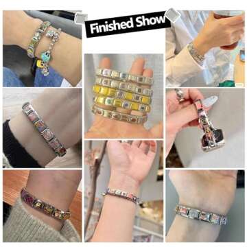 papasgix Italian Charm Bracelet Gold Silver Set with Starter Brascelet, Assorted Charms and Opening ...