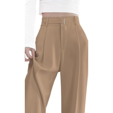 Betusline Women's Wide Leg High Waisted Office Pants