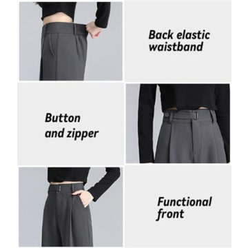 Betusline Women's Wide Leg High Waisted Office Pants