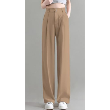 Betusline Women's Wide Leg High Waisted Office Pants